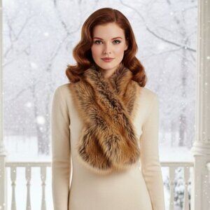 Imposter Vegan Faux Fur Neck Wrap Summer Fox Wrap Winter Lux Stole Collar Scarf